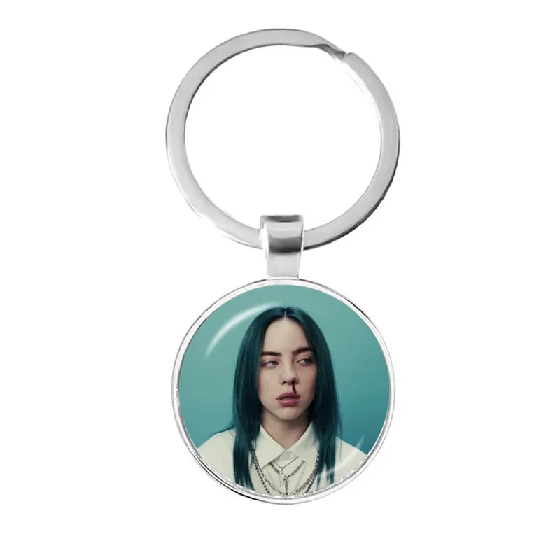Fashion Glass Cabochon Keychain Billie Eilish Handmade Popular Hip-Hop Singer Trendy Keyrings For Fans Gift 
Fashion Glass Cabochon Keychain Billie Eilish Handmade Popular Hip-Hop Singer Trendy Keyrings For Fans Gift