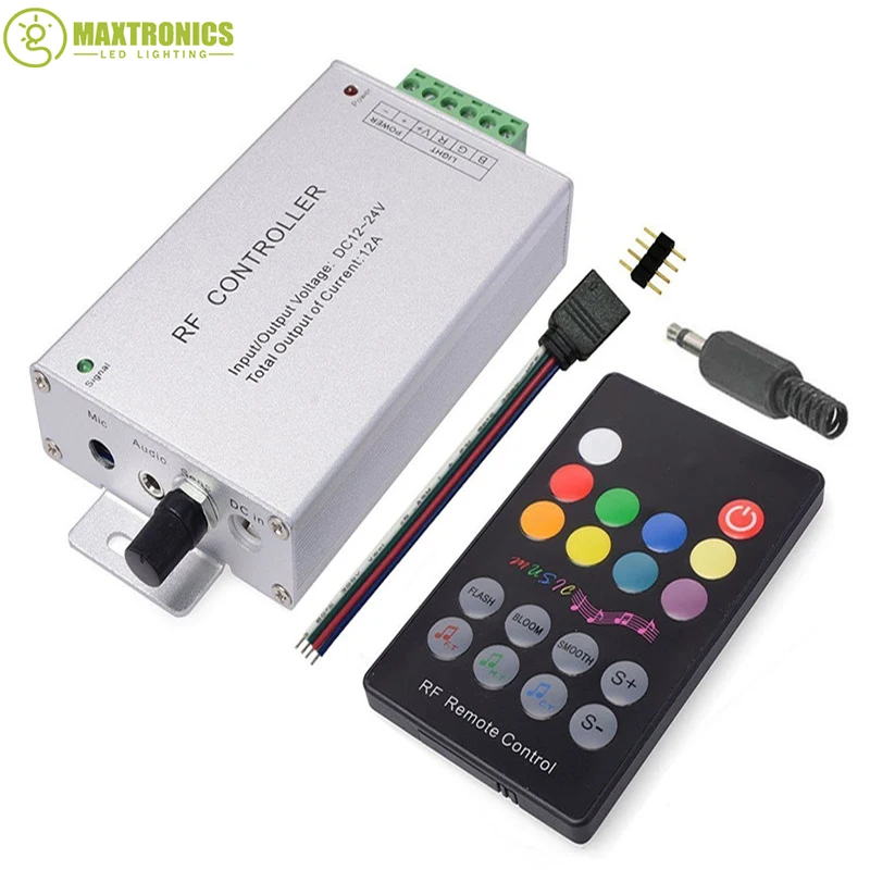 DC12V-24V 18 Keys RGB Music LED Controller RF Remote Sound Sensor Voice Audio Control For 3528 5050 RGB LED Strip Light
DC12V-24V 18 Keys RGB Music LED Controller RF Remote Sound Sensor Voice Audio Control For 3528 5050 RGB LED Strip Light