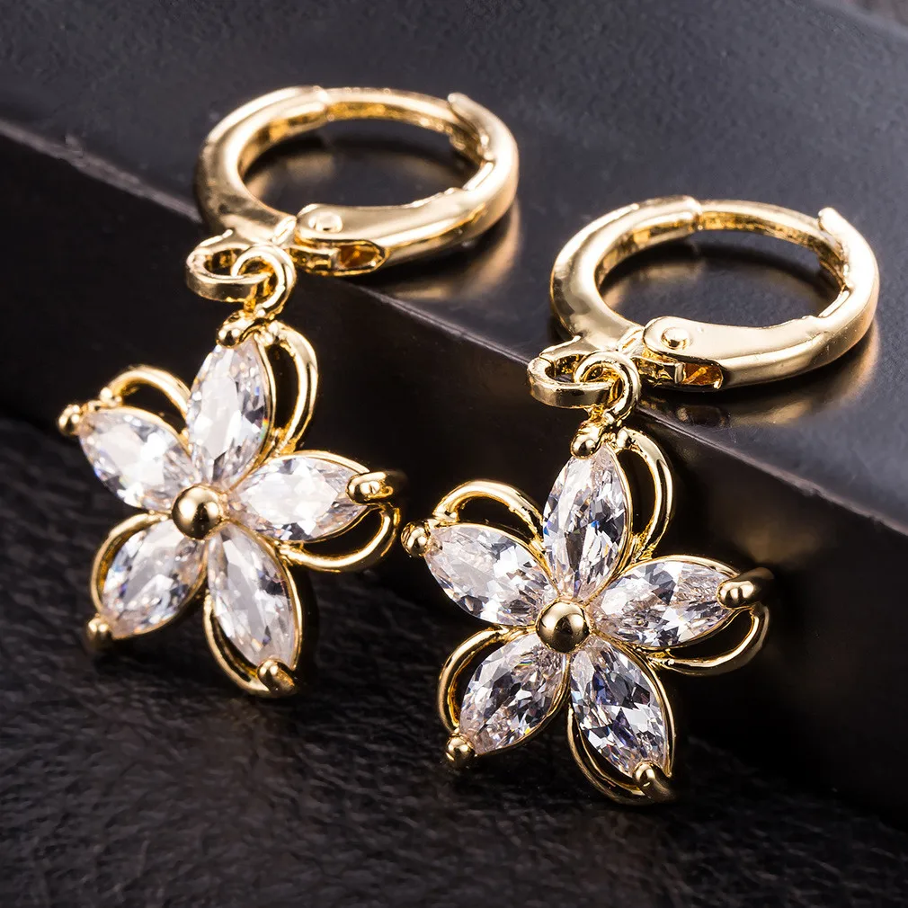 AAA Cubic Zirconia Colorful Crystal Flower Dangle Earrings Yellow / White Gold Filled Drop Earring Jewelry Women Girls Gift
AAA Cubic Zirconia Colorful Crystal Flower Dangle Earrings Yellow / White Gold Filled Drop Earring Jewelry Women Girls Gift