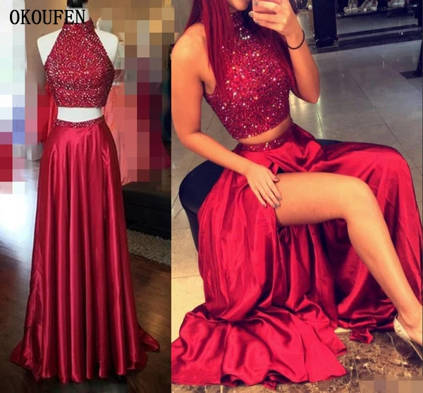 2019 Red Prom Dresses Two Pieces High Neck Beadings High Split Party Gowns vestidos de fiesta largos elegantes de gala jurken
2019 Red Prom Dresses Two Pieces High Neck Beadings High Split Party Gowns vestidos de fiesta largos elegantes de gala jurken