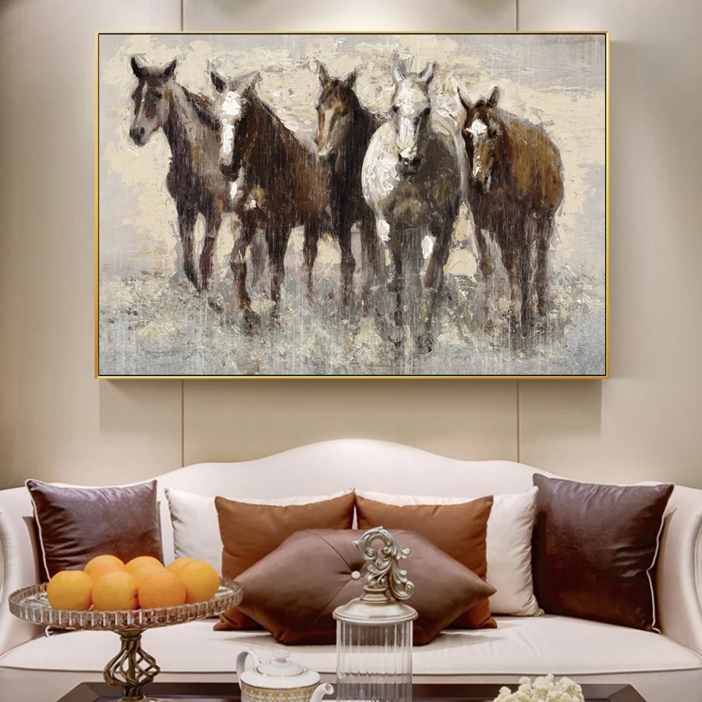 Abstract Horses Canvas Paintings On The Wall Art Prints Posters And Animals Pictures For Living Room Cuadros | Дом и сад