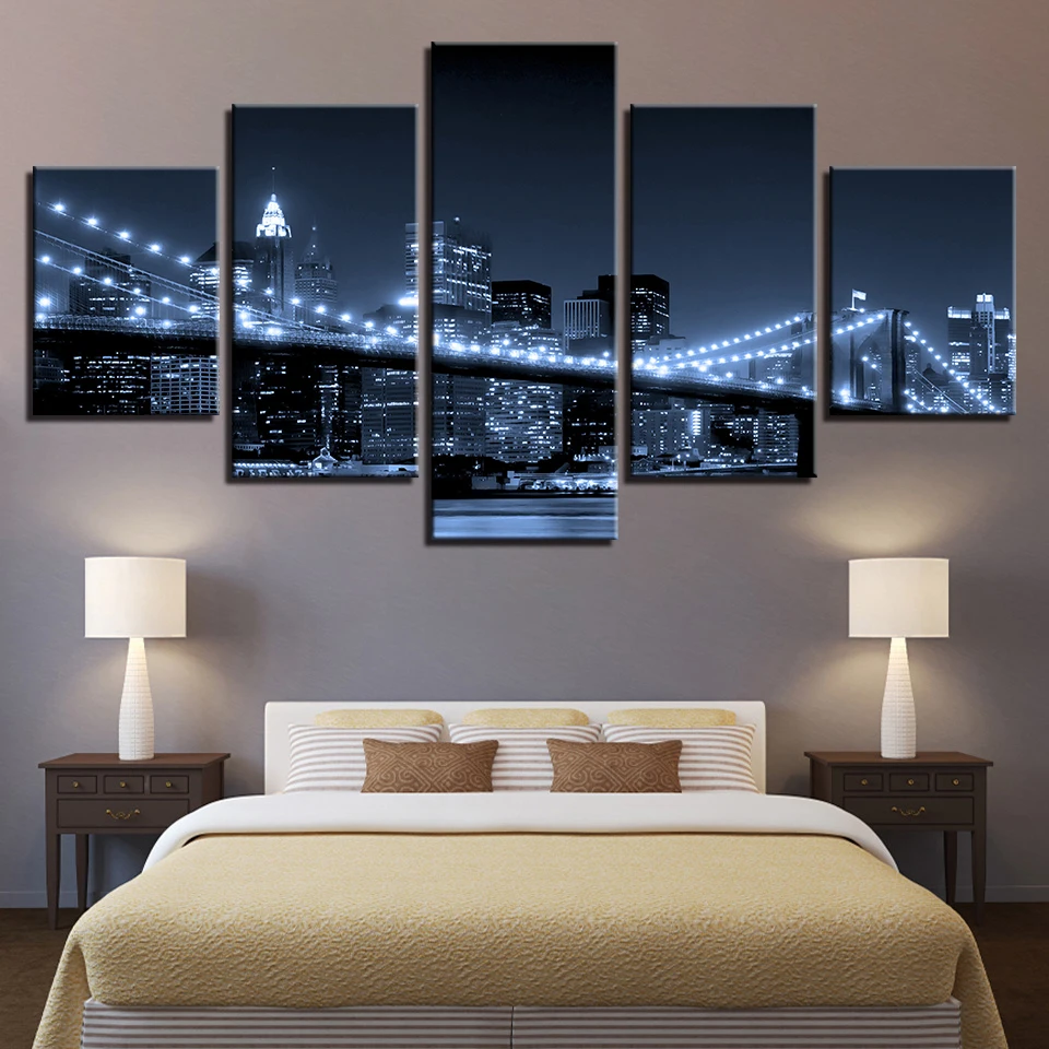 Canvas Paintings For Living Room Home Decor HD Prints Poster 5 Pieces Brooklyn Bridge City Night View Pictures Modular Framework
Canvas Paintings For Living Room Home Decor HD Prints Poster 5 Pieces Brooklyn Bridge City Night View Pictures Modular Framework