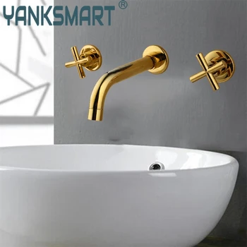 Bathroom Wall Mounted Faucet Gold Faucet white Painting tap Double handle Basin faucets mixer Sink
Bathroom Wall Mounted Faucet Gold Faucet white Painting tap Double handle Basin faucets mixer Sink