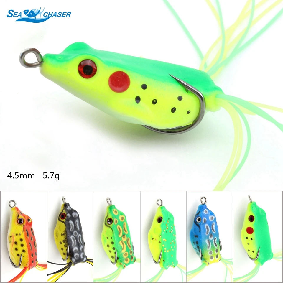 

1pcs 45mm 5.7g Frog bait soft plastic fishing lures frog lure with treble hooks top water ray artificial fish Jerkbaits Topwater