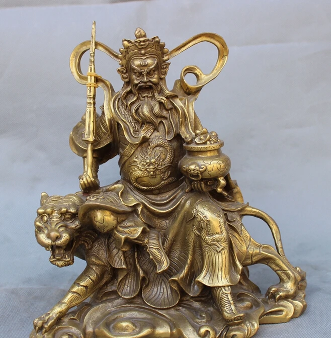 S5014 10" Folk Chinese Brass Buddhist Wealth Mammon Buddha King God Ride Tiger Statue D0317
S5014 10" Folk Chinese Brass Buddhist Wealth Mammon Buddha King God Ride Tiger Statue D0317