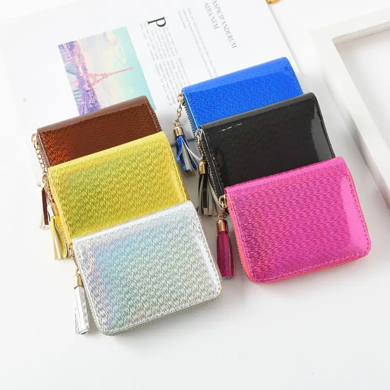 THINKTHENDO Women Holographic Leather Mini Coin Change Purse Wallet Short Zipper Small Bag
THINKTHENDO Women Holographic Leather Mini Coin Change Purse Wallet Short Zipper Small Bag