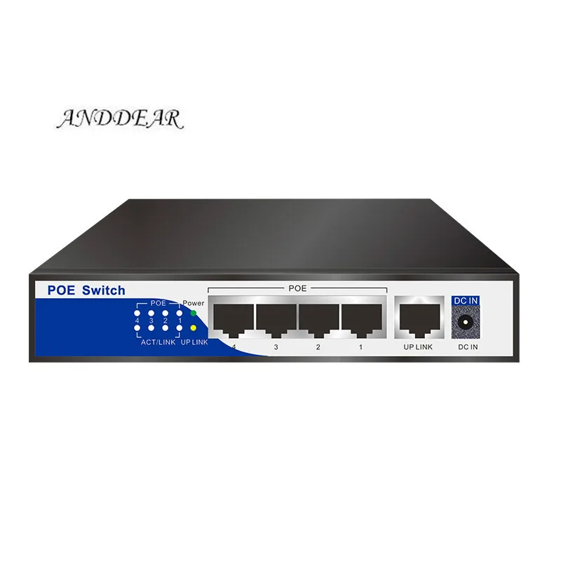 

HY 10/100mbps rj45 switch poe 802.3af 4 port supply power 15.5w for ip cameras nvr ip phone wifi access point 4 port poe switch