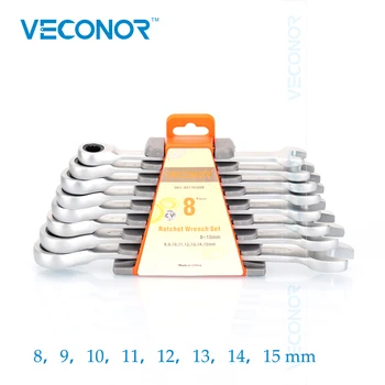 Veconor 8PCS Professional Reversible Head Combination Ratchet Wrench Set Universal Keys Open End Spanner Hand Tool 8-15mm
Veconor 8PCS Professional Reversible Head Combination Ratchet Wrench Set Universal Keys Open End Spanner Hand Tool 8-15mm