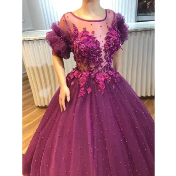 Puffy Dark Purple Pearls Prom Dresses 3D Flower Puffy Ball Gowns Elegant Half Sleeves Vintage Prom Gowns 2019 Abendkleider 2019
Puffy Dark Purple Pearls Prom Dresses 3D Flower Puffy Ball Gowns Elegant Half Sleeves Vintage Prom Gowns 2019 Abendkleider 2019