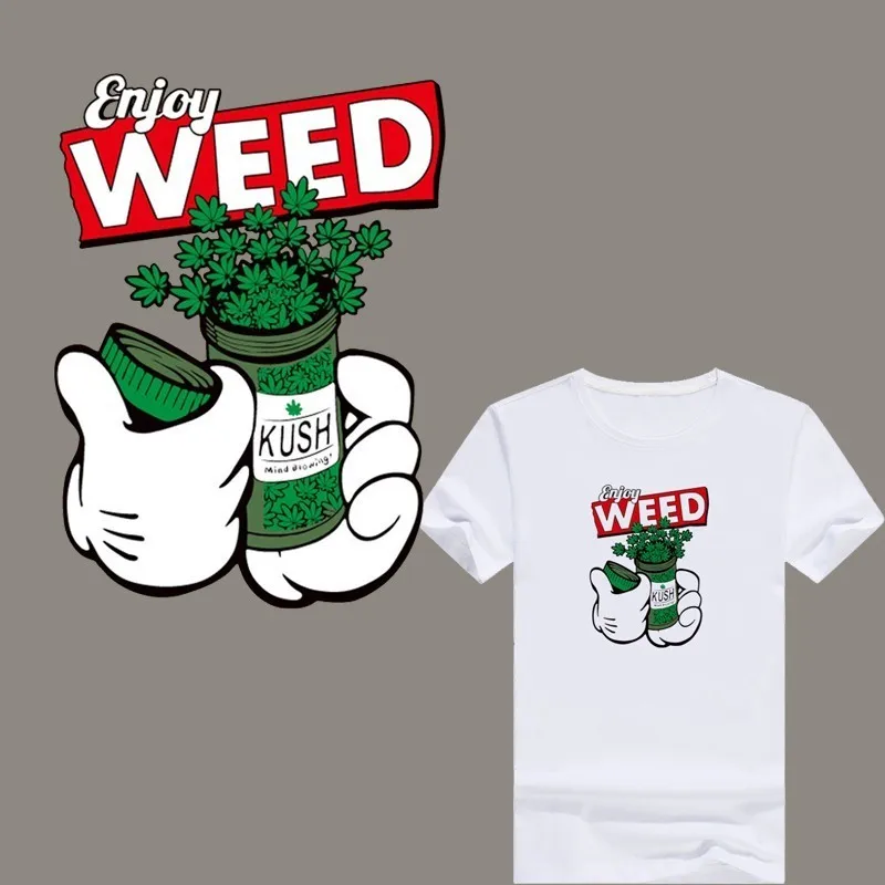 Fun Enjoy Weed Iron-On Transfers Vynil Heat Transfer Ironing Stickers T-shirt Thermal Patches For Clothing Iron on Sticker
Fun Enjoy Weed Iron-On Transfers Vynil Heat Transfer Ironing Stickers T-shirt Thermal Patches For Clothing Iron on Sticker