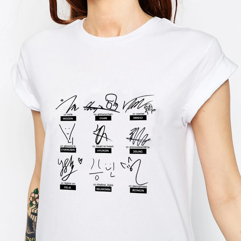 New Kpop Stray Kids Member Self Portrait Signature Printed T-shirt Korean Fashion Stay Fans Gift Women Clothes Graphic Tees Tops
New Kpop Stray Kids Member Self Portrait Signature Printed T-shirt Korean Fashion Stay Fans Gift Women Clothes Graphic Tees Tops