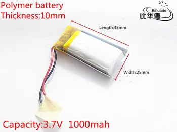 3.7V 1000mAh 102545 Lithium Polymer Li-Po li ion Rechargeable Battery cells For Mp3 MP4 MP5 GPS PSP mobile bluetooth
3.7V 1000mAh 102545 Lithium Polymer Li-Po li ion Rechargeable Battery cells For Mp3 MP4 MP5 GPS PSP mobile bluetooth