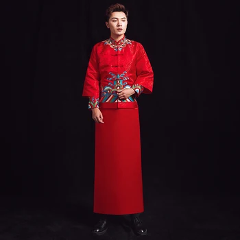 Red Chinese Ancient Male Marraige Set Classic Embroidery Royal Bridegroom Coat+Robe Wedding Clothes Traditional Men Tang Suit 
Red Chinese Ancient Male Marraige Set Classic Embroidery Royal Bridegroom Coat+Robe Wedding Clothes Traditional Men Tang Suit