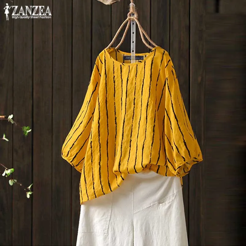 2019 Plus Size ZANZEA Striped Shirt Women 3/4 Sleeve Chic Blouse Summer Casual O Neck Loose Party Tunic Tops Female Blusas Mujer
2019 Plus Size ZANZEA Striped Shirt Women 3/4 Sleeve Chic Blouse Summer Casual O Neck Loose Party Tunic Tops Female Blusas Mujer