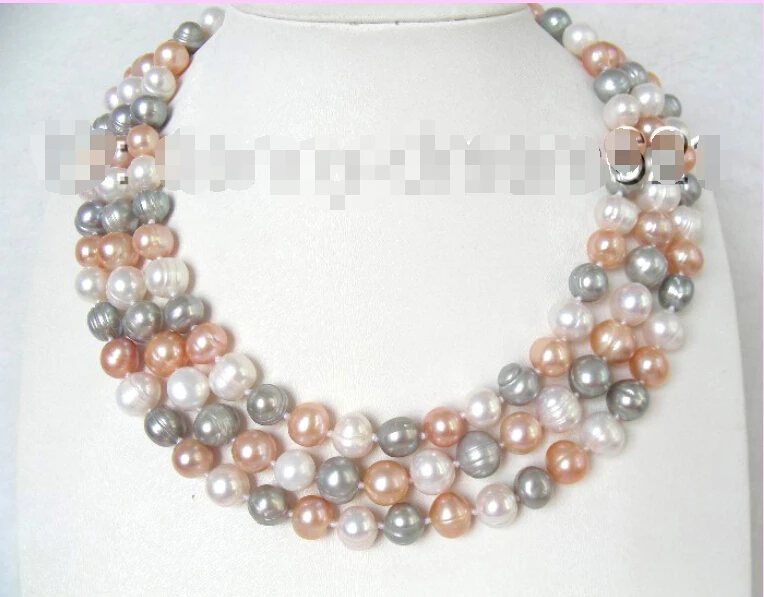 FREE shipping> CLASSIC 50" 10mm white pink gray natural freshwater pearls necklace a0800 6.07 
FREE shipping> CLASSIC 50" 10mm white pink gray natural freshwater pearls necklace a0800 6.07