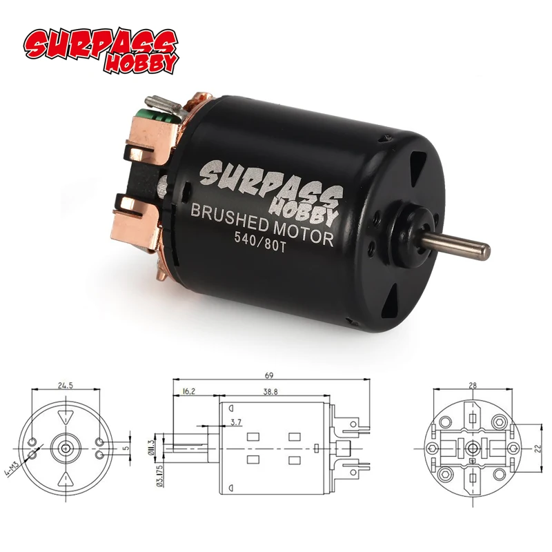 SURPASS HOBBY 540 55T Brushed Motor for Axial SCX10 RC4WD D90 1/10 RC Crawler Off-road Climbing Car Part Accessories
SURPASS HOBBY 540 55T Brushed Motor for Axial SCX10 RC4WD D90 1/10 RC Crawler Off-road Climbing Car Part Accessories