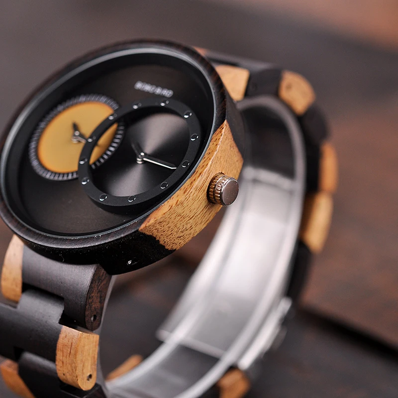 BOBO BIRD Fashion Dual Time Zone Wooden Watch BOBO BIRD Fashion Dual Time Zone Wooden Watch