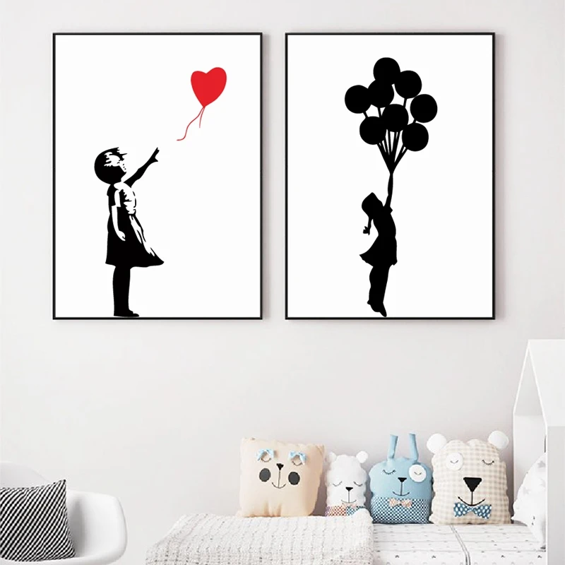 Girl With Balloon Banksy Poster Wall Art Prints Canvas Painting Black and White Wall Pictures Street Art Home Decoration
Girl With Balloon Banksy Poster Wall Art Prints Canvas Painting Black and White Wall Pictures Street Art Home Decoration