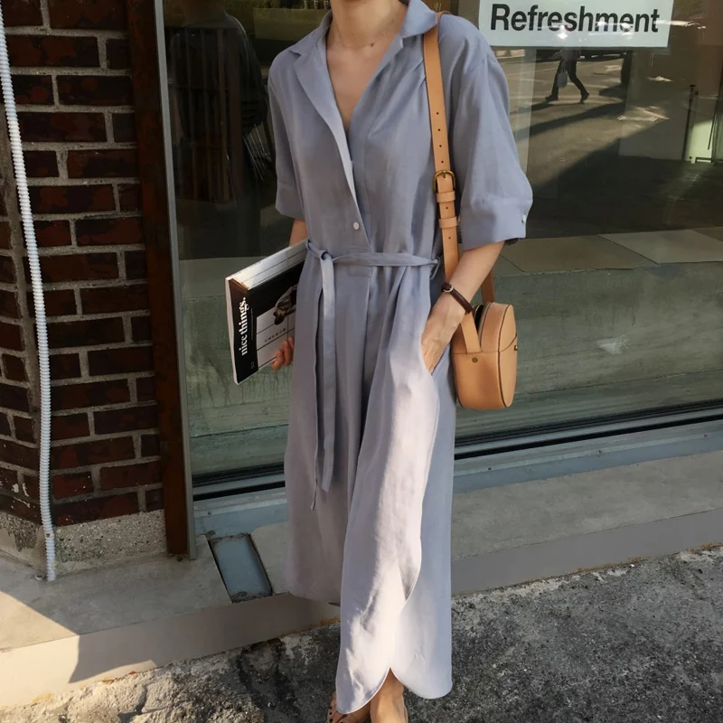 BGTEEVER Spring Korean style Turn-down Collar Women Dress Half Sleeve Lace up Female Dresses Vestidos Feminino Ankle-length
BGTEEVER Spring Korean style Turn-down Collar Women Dress Half Sleeve Lace up Female Dresses Vestidos Feminino Ankle-length