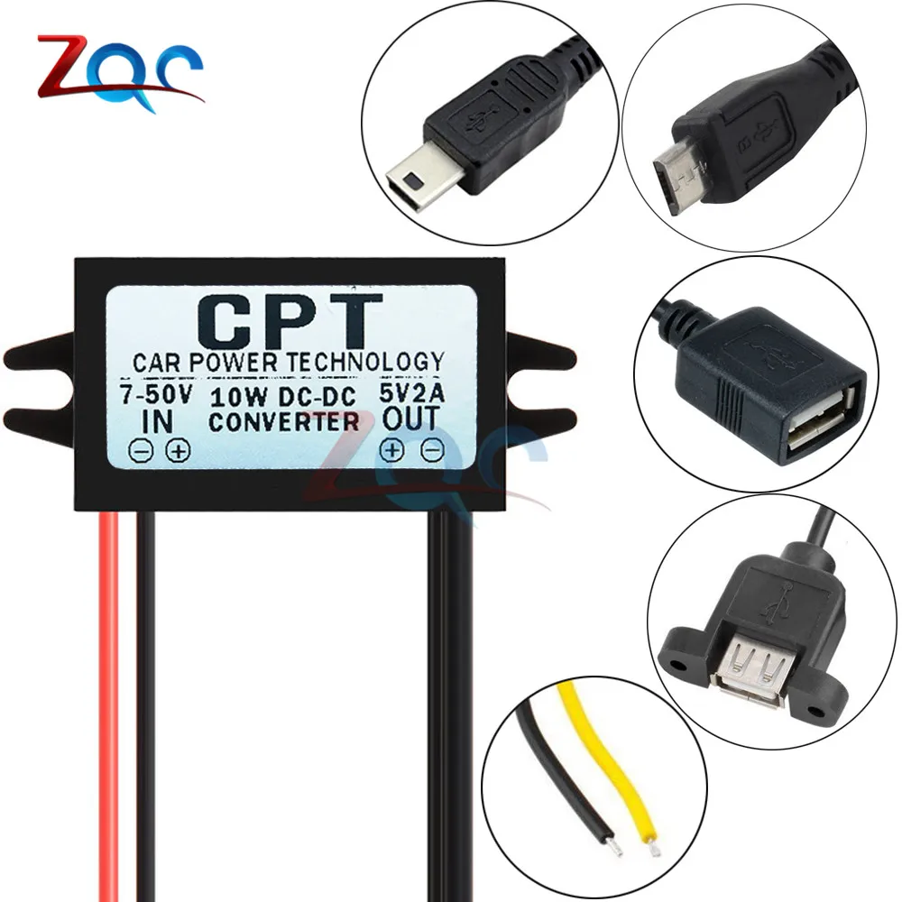 DC-DC 7-50V to 5V 2A 10W Car Power Converter Micro Mini USB Step Down Voltage Power Supply Adapter Low Heat Auto Protection
DC-DC 7-50V to 5V 2A 10W Car Power Converter Micro Mini USB Step Down Voltage Power Supply Adapter Low Heat Auto Protection