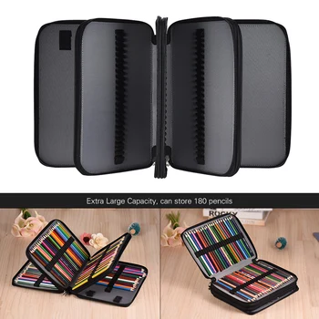 

180 Slots Color Pen case Pencil Bag Pencil Case Extra-Large Capacity Bag PU Leather Zippered with Handle Strap Stationary