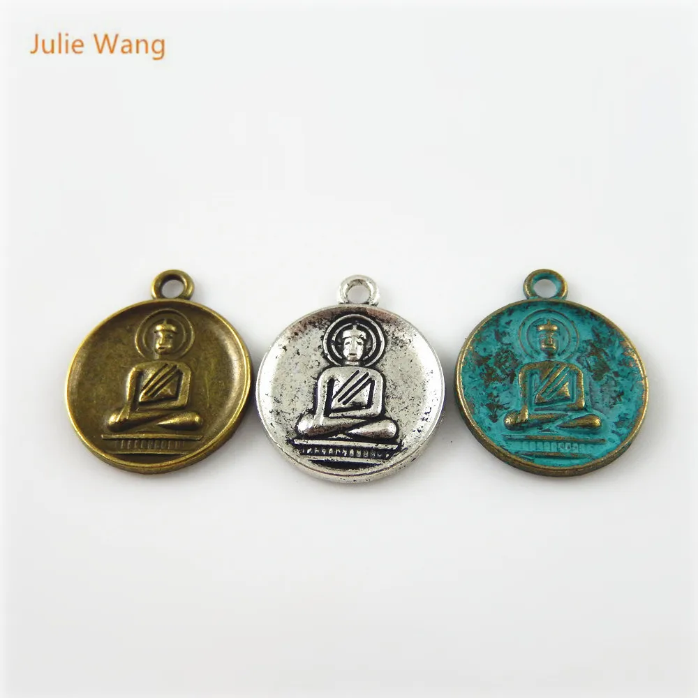 Julie Wang 15 шт. смешанных цветов мини шармы Свастика сплав круглый буддизм подвеска