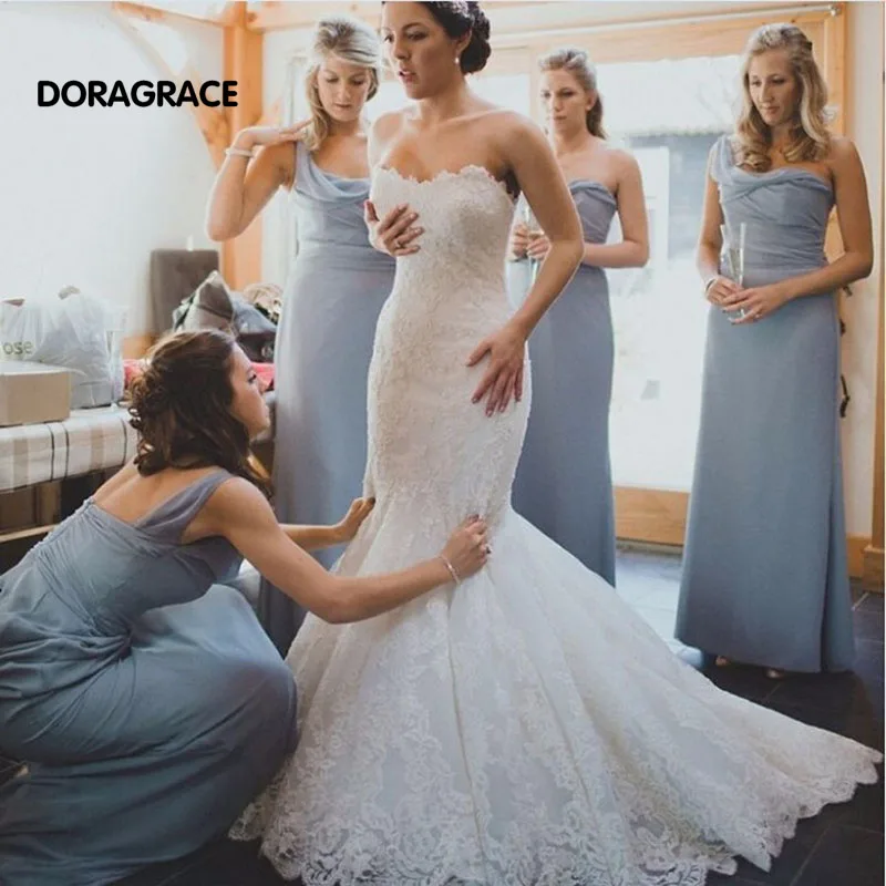 New Arrival Romantic Applique Lace Wedding Dresses Mermaid Bridal Gown Designer Wedding Gowns DG0076
New Arrival Romantic Applique Lace Wedding Dresses Mermaid Bridal Gown Designer Wedding Gowns DG0076