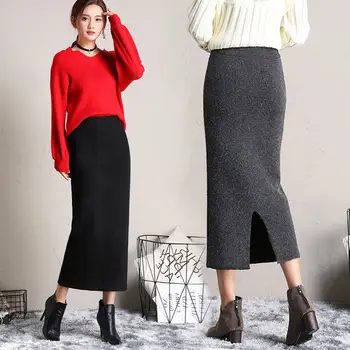 2020 Vintage Autumn Winter Thick A-Line Wool Skirts Women Split Side Female High Waist Knit Sexy Elegant Long Skirt X18
2020 Vintage Autumn Winter Thick A-Line Wool Skirts Women Split Side Female High Waist Knit Sexy Elegant Long Skirt X18