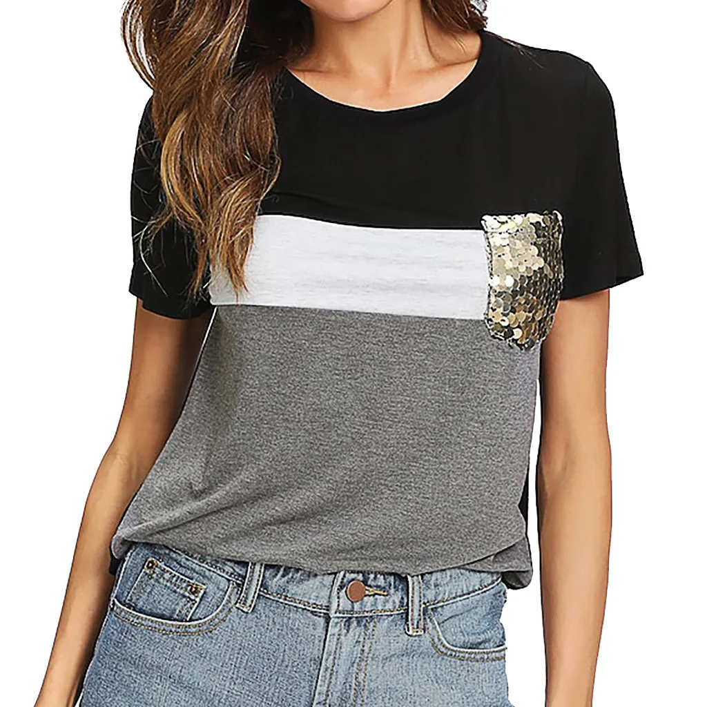 2019 JAYCOSIN Fashion Women Summer Autumn Color Block Patchwork Tops Sequin Pocket O-Neck Short Sleeve T-Shirt April8 P30
2019 JAYCOSIN Fashion Women Summer Autumn Color Block Patchwork Tops Sequin Pocket O-Neck Short Sleeve T-Shirt April8 P30
