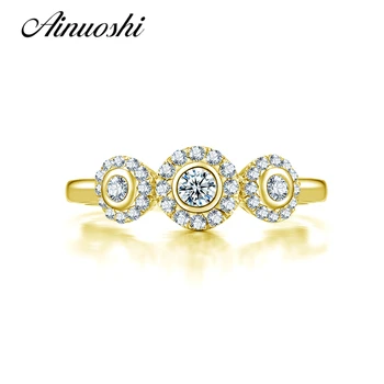 AINUOSHI Real Gold 3 Stone Halo Ring 14K Solid Yellow Gold Bezel Setting Round Sona Diamond Wedding Engagement Ring for Women
AINUOSHI Real Gold 3 Stone Halo Ring 14K Solid Yellow Gold Bezel Setting Round Sona Diamond Wedding Engagement Ring for Women