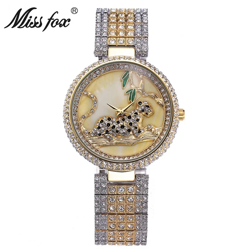 Miss Fox Luxury Watch Women Rhinestone Waterproof Bu Relogio Feminino Dourado Leopard Stainless Steel Full Diamond Horloge Dames
Miss Fox Luxury Watch Women Rhinestone Waterproof Bu Relogio Feminino Dourado Leopard Stainless Steel Full Diamond Horloge Dames
