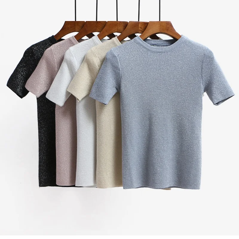 2018 New Summer knitted Slim Pullover Women O-Neck Sweater Shirt Female All-match Basic Short Sleeve Tops Clothing | Женская одежда