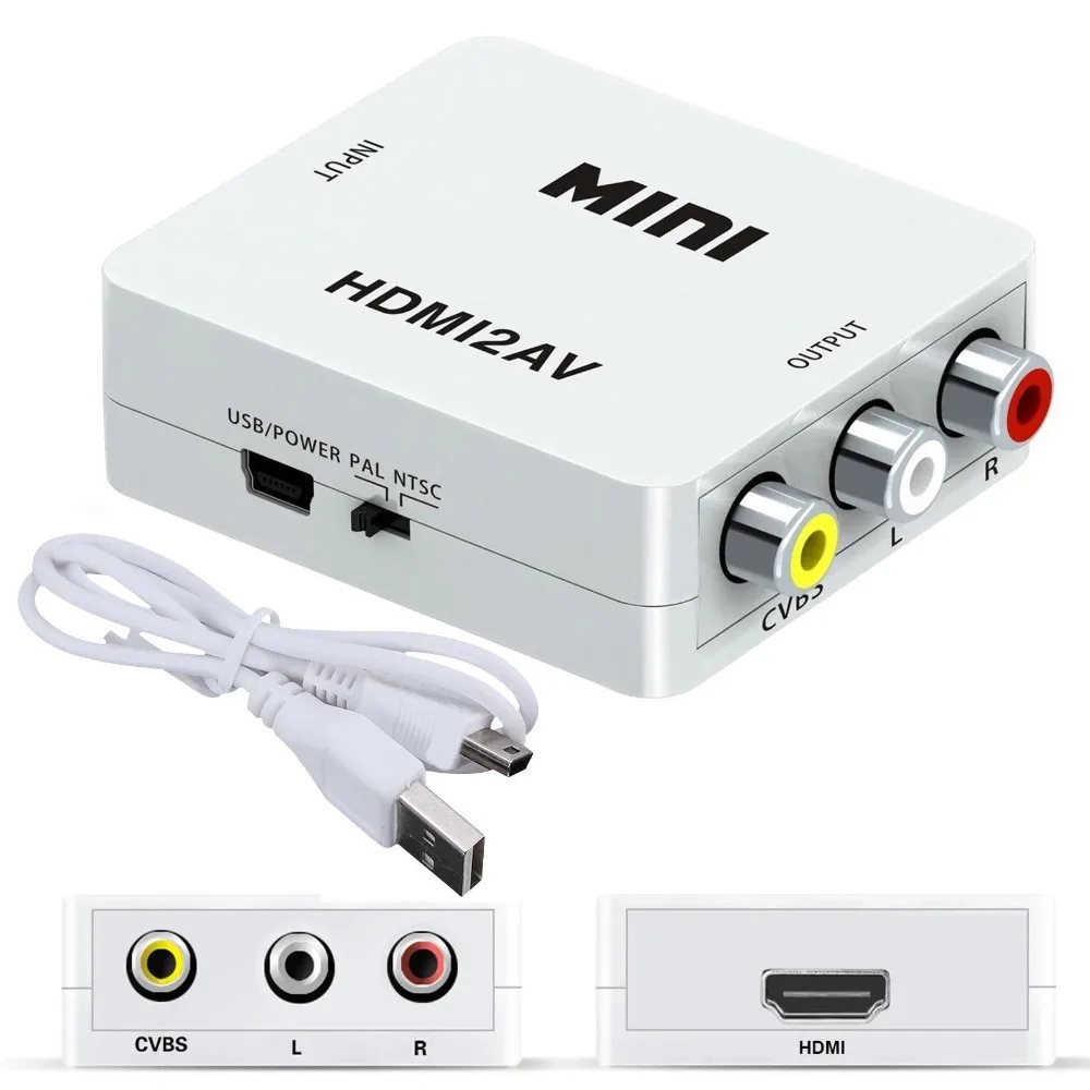 Адаптер преобразователь hdmi av HD видео с HDMI на RCA AV/CVSB L/R 1080P HDMI2AV поддержка NTSC PAL