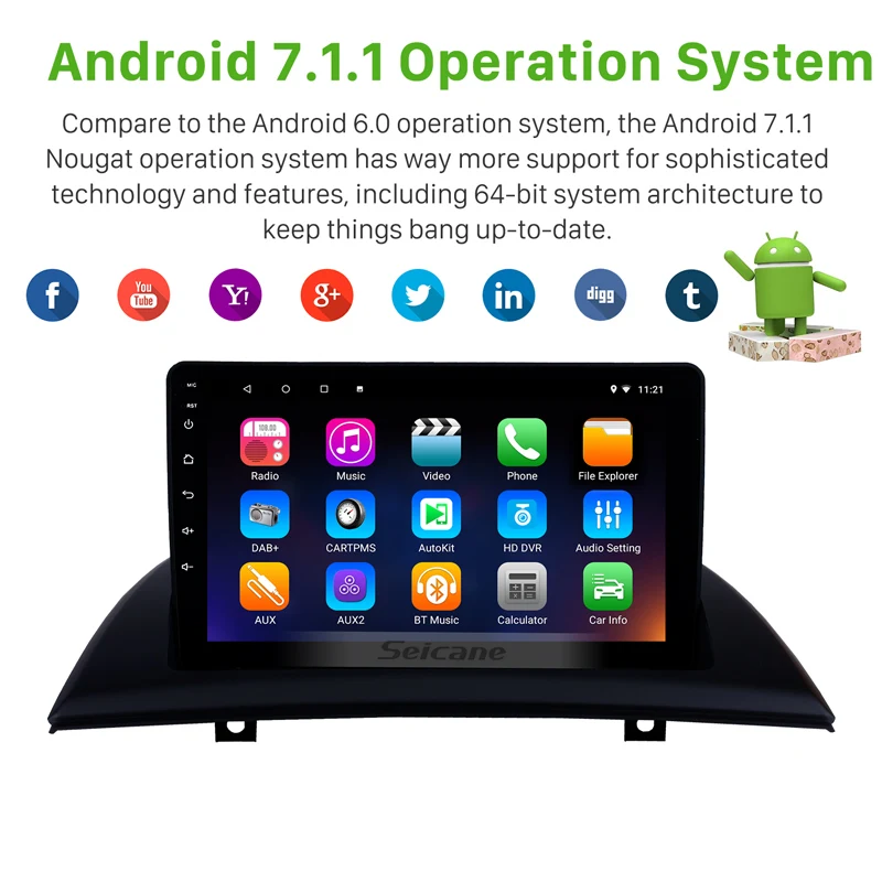 Seicane Car GPS Autoradio Stereo Android 8.1 HD 9" for 2004-2012 BMW X3 E83 2.0i 2.5i 2.5si 3.0i 3.0si 2.0d 3.0d 3.0sd Navi SWC
Seicane Car GPS Autoradio Stereo Android 8.1 HD 9" for 2004-2012 BMW X3 E83 2.0i 2.5i 2.5si 3.0i 3.0si 2.0d 3.0d 3.0sd Navi SWC