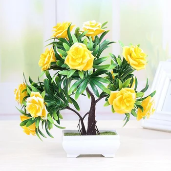REDJCK Fashion Rose Plastic Artificial Tree Plants Small Flower Bonsai Trees Pot Culture For Office Table Home Garden Decoration
REDJCK Fashion Rose Plastic Artificial Tree Plants Small Flower Bonsai Trees Pot Culture For Office Table Home Garden Decoration