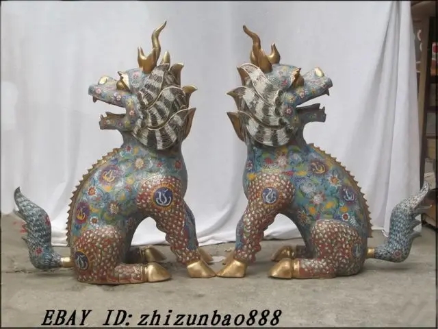 China Royal style 100% Bronze Cloisonne gold UNICORN kylin FU FOO DOG lion PAIR Garden Decoration 100% real Brass Bronze
China Royal style 100% Bronze Cloisonne gold UNICORN kylin FU FOO DOG lion PAIR Garden Decoration 100% real Brass Bronze