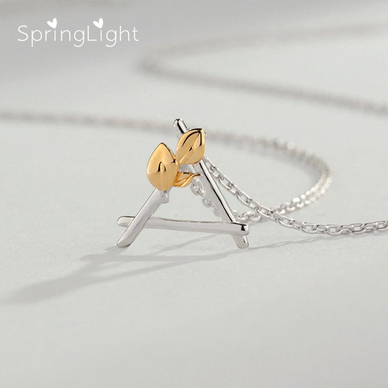 SpringLight Triangle Windowsill Design Pendant Real 925 Sterling Silver Fine Jewelry Gold Leaves Necklace for Women Party Gift
SpringLight Triangle Windowsill Design Pendant Real 925 Sterling Silver Fine Jewelry Gold Leaves Necklace for Women Party Gift