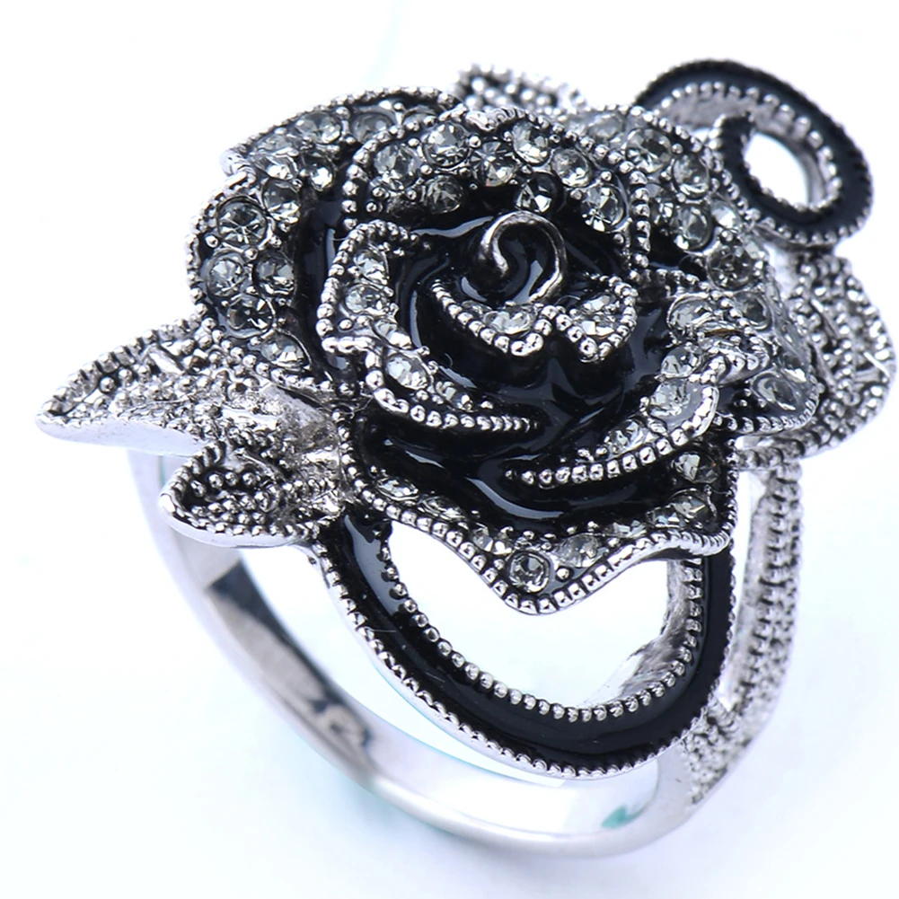 Antique Silver Black Vintage Rose Flower Rings for Women Ancient Design Fashion Jewellery
Antique Silver Black Vintage Rose Flower Rings for Women Ancient Design Fashion Jewellery
