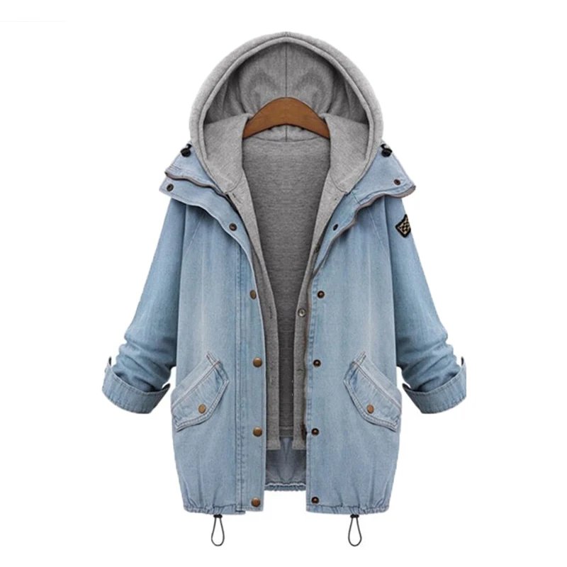 Autumn Winter Oversized Denim Jacket For Women Vintage Hooded Loose Denim Coats Two Piece Set Cowboy Jacket Female Outerwear 4XL
Autumn Winter Oversized Denim Jacket For Women Vintage Hooded Loose Denim Coats Two Piece Set Cowboy Jacket Female Outerwear 4XL