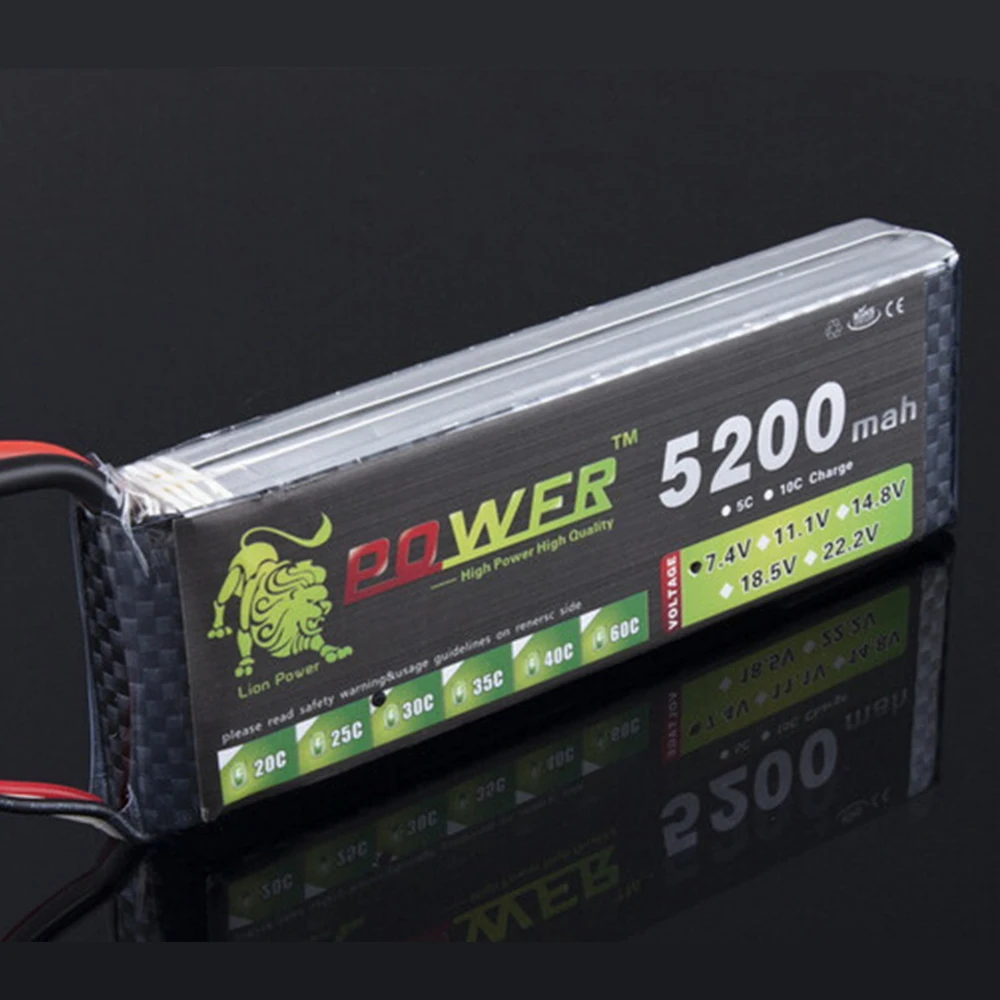 Lipo Battery 2S 5200mAh 7 4 v 25C LION POWER RC вертолет автомобиль Лодка Quadcopter пульт дистанционного
