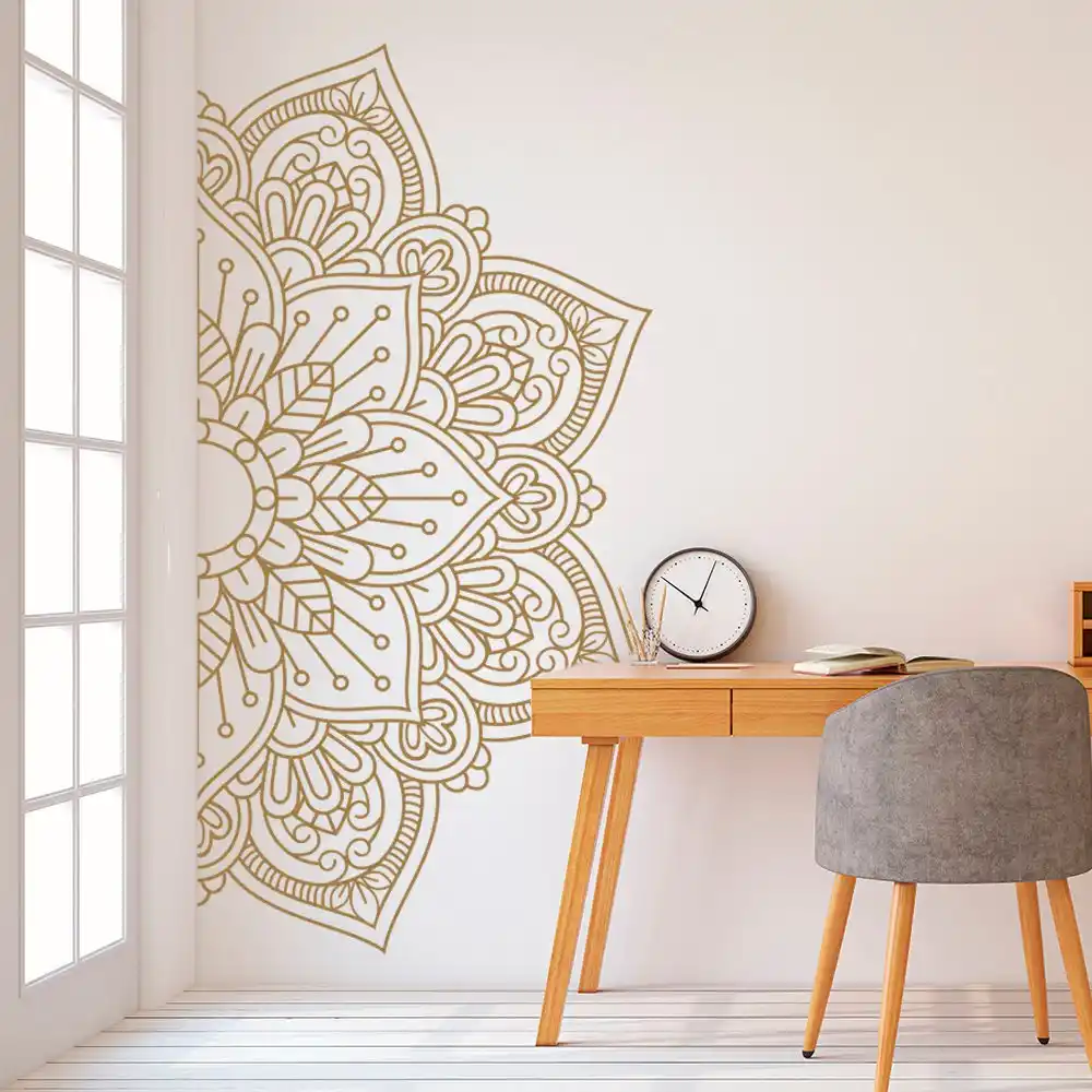 Flower Wall Sticker Half Mandala Menhdi Decal Living Room Art Home Mural Decor