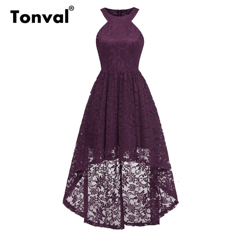 Tonval Purple Lace High Low Hem Midi Formal Dress Hollow Shoulder Cutout Back Party Dress Women Elegant Long Dresses
Tonval Purple Lace High Low Hem Midi Formal Dress Hollow Shoulder Cutout Back Party Dress Women Elegant Long Dresses