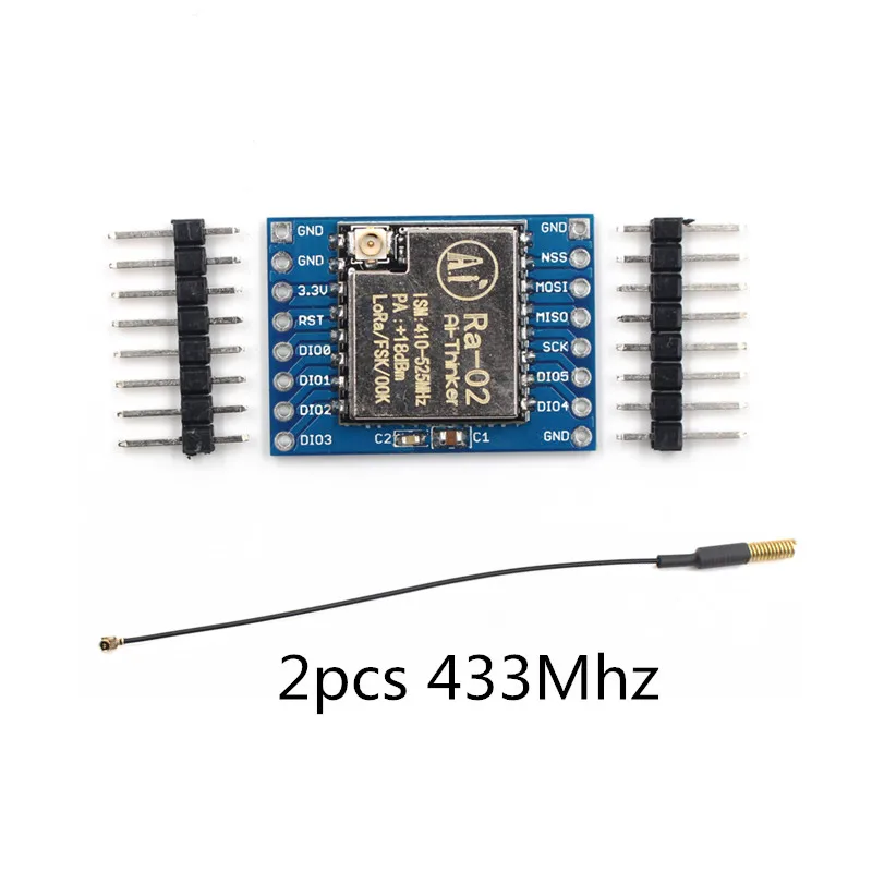 2pcs/lot SX1278 LoRa Module 433MHZ 10KM Ra-02 Wireless Spread Spectrum Transmission Socket for Smart Home DIY with Antenna | Электроника