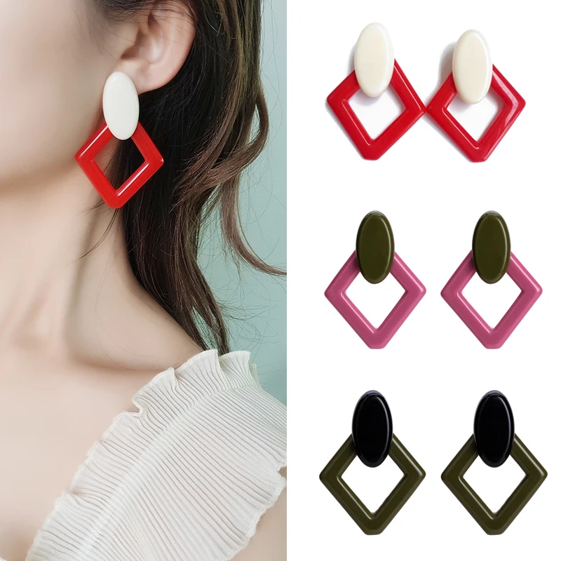 Girls Contrast Color Geometric Earrings Fashion Simple Oval Rhombus Eardrop Hollow Out Candy Color Hyperbole Personality Dangler
Girls Contrast Color Geometric Earrings Fashion Simple Oval Rhombus Eardrop Hollow Out Candy Color Hyperbole Personality Dangler