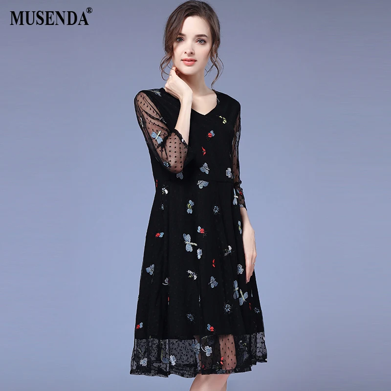 MUSENDA Plus Size Women Black Mesh Embroidery V-Neck Tunics Dress 2018 Summer Sundress Female Ladies Sweet Beach Dresses 4XL
MUSENDA Plus Size Women Black Mesh Embroidery V-Neck Tunics Dress 2018 Summer Sundress Female Ladies Sweet Beach Dresses 4XL