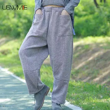 USWMIE 2020 Spring Casual Baggy Pants New Simple Retro Joker Solid Color Pockets Elastic Waist Loose Comfort Flax Wide Leg Pants
USWMIE 2020 Spring Casual Baggy Pants New Simple Retro Joker Solid Color Pockets Elastic Waist Loose Comfort Flax Wide Leg Pants