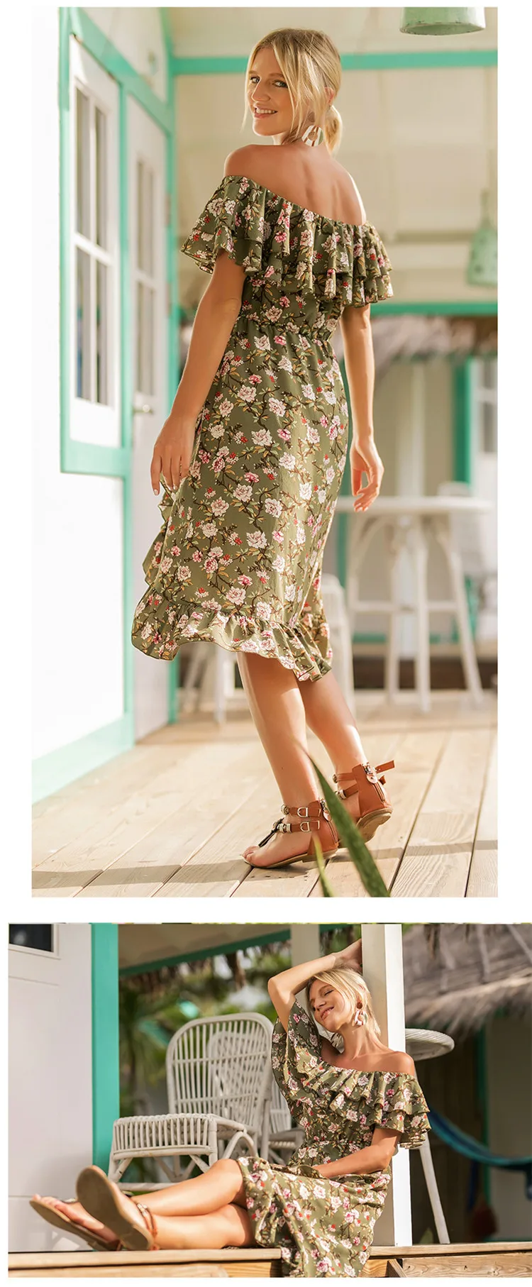 2019 Vintage Floral Print Boho Jumpsuit Romper Slash Neck Short Sleeve Casual Jumpsuit Long Sash Summer Jumpsuit Women Overalls (2)