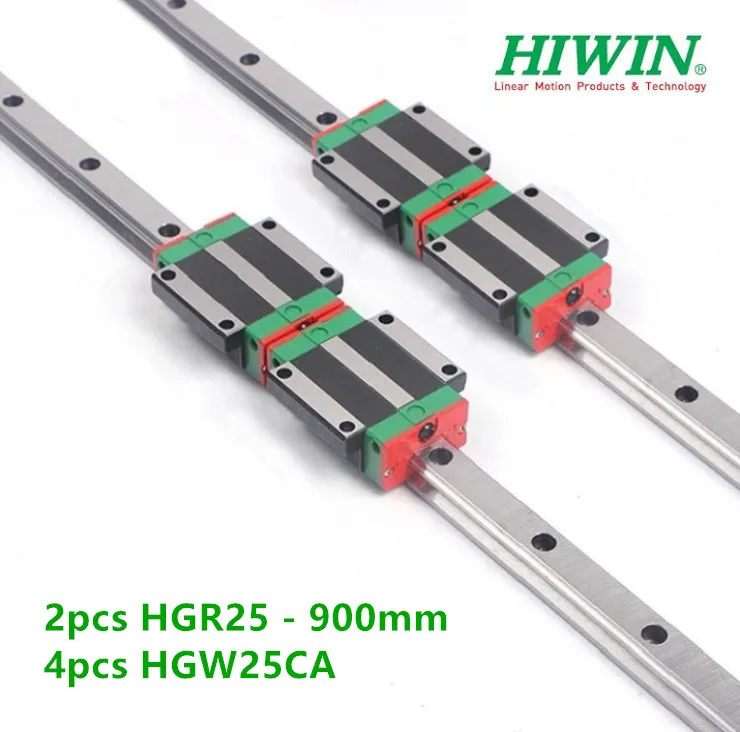 

2pcs 100% Original HIWIN Linear guide Rail HGR25 - 900mm + 4pcs HGW25CA Flanged Block Bearings carriage CNC parts