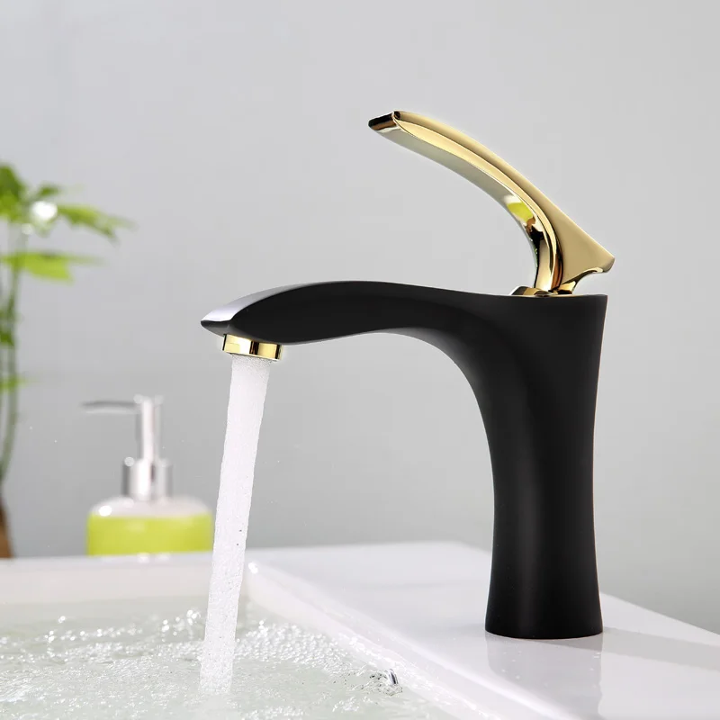 Luxury Modern Elegant solid brass Bathroom Sink Faucet Single Handle Basin mixer Faucet Black Gold Color
Luxury Modern Elegant solid brass Bathroom Sink Faucet Single Handle Basin mixer Faucet Black Gold Color