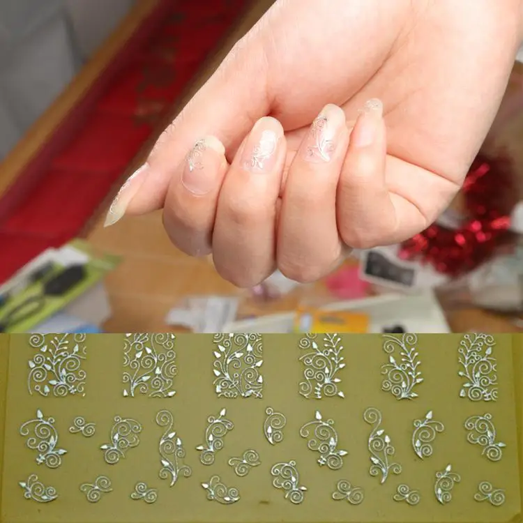 New Fashion Elegant Pretty 3D Silver Nail Art Stickers Decals Hot Stamping Women Nail Tips Decoration Tools Drop Shipping
New Fashion Elegant Pretty 3D Silver Nail Art Stickers Decals Hot Stamping Women Nail Tips Decoration Tools Drop Shipping